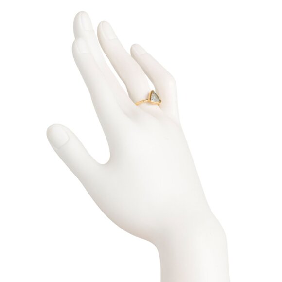 SHAANTI JEWELS  India 18k Gold Plated Sterling Silver Trillion Birthstone Ring - Picture 2 of 2